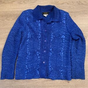 Bala Bala Blue Textured Button Down Shacket Size M